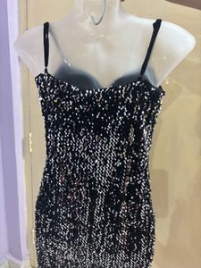 sequin black bodycon dress