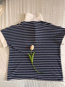 Striped Polo Top with Short Sleeves