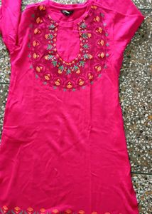 Pink Embroidered Kurta