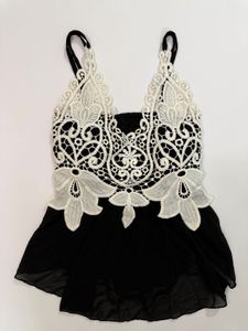 Black &amp; White Lace Y2K Top