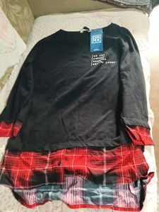 Layered Plaid & Graphic Top