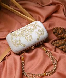 Elegant White &amp; Gold Clutch