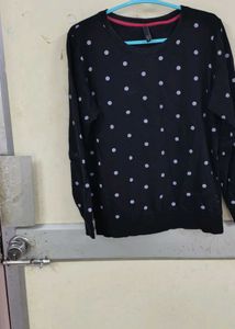 Black Polka Dot Long Sleeve Top