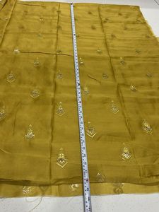Elegant Yellow Embroidered material use to dresse