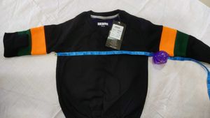 Rikidoos Black Sweatshirt with Striped Sleeves