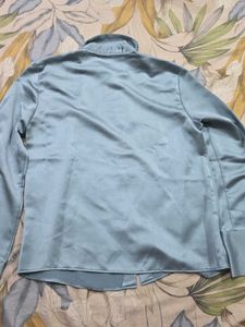 Satin Collared Button-Up Shirt