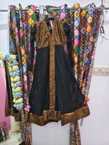 Elegant Black & Gold Anarkali Gown