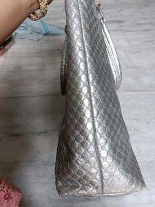 Big Size Silver Quilted Tote Bag