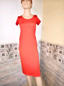 Vibrant Red T-Shirt Midi Dress