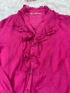 Vibrant Pink Ruffled Blouse