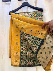 Brand New Chanderi Silk Yellow&Green Saree