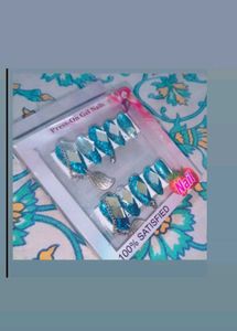 Blue Glitter trending Garba Press-On Nails 💙✨