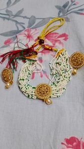 beautiful white ND green beads set