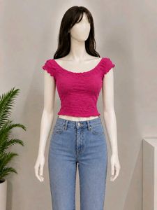Smocked Off-Shoulder Crop Top