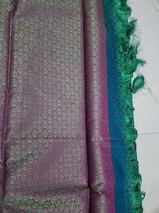 Silk Saree - Green &amp; Pink