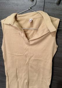 Sale🔥🔥🔥🔥🔥     Sleeveless Beige Polo Top