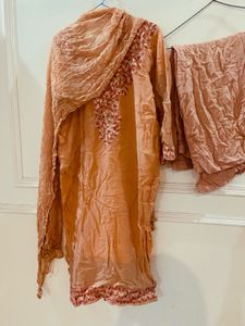 Elegant Peach Embroidered Kurta Set
