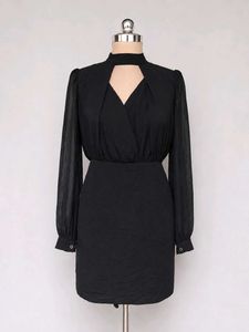 Chic Black Cutout Neckline Dress