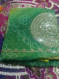 Green Sequin Saree