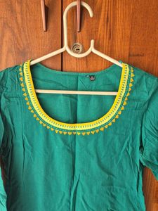 Green Embroidered Kurta