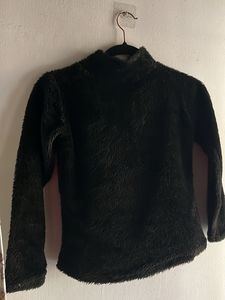Cozy Black Faux Fur Mock Neck Top