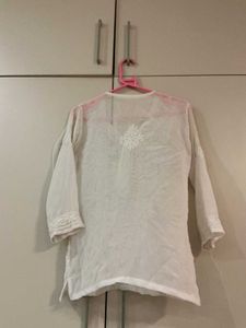 White Chikankari short  Kurti