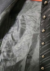 Stylish Black Striped Nehru Jacket