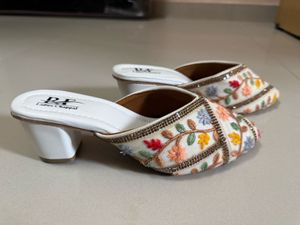 New Embroidered Mules with Rhinestone Detail