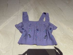 Lavender Knit Cropped Tank Top