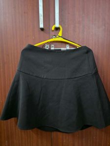 Brown A-Line Flared Mini Skirt
