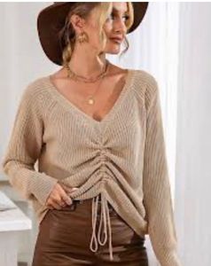 Cozy Ruched V-Neck Sweater