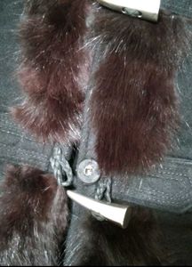 BRAND NEW Fancy Long Overcoat attached fur cap
