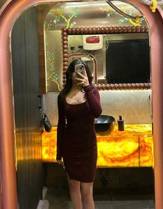 New Maroon Ribbed Bodycon Dress