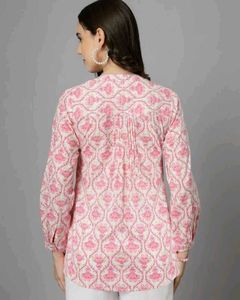 Pink Floral Print Kurta Top