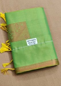 Green Softy Malai Silk Allover Boota Saree