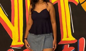 Stylish Navy Blue Peplum Top