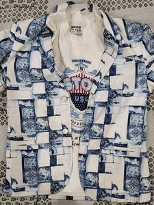Unique Print Long-Sleeve Men's Shirt
