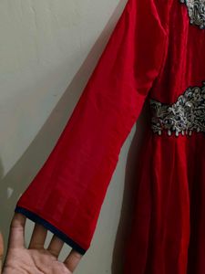 Elegant Red Embroidered Ethnic Gown