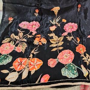 Black Floral Print Kurta Set