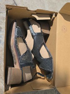 Clarks Collection Black Wedge Sandals