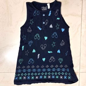 Cute Girls Navy Blue Graphic Tank Top