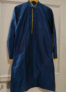 Yellow Koti Will Navy Blue Kurta &amp; Pajama