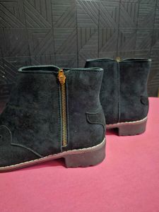 Sreeleathers Black Suede Ankle Boots