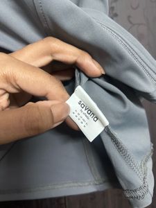 Grey Zip-Up Short Sleeve Top