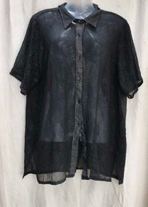 5267. Sheer Black Button-Up Shirt