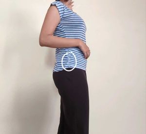 Classic Blue &amp; Navy Striped T-Shirt 100%Cotton
