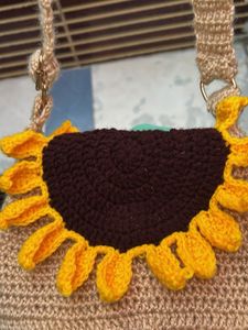 Crocheted Sunflower Crossbody Bag
