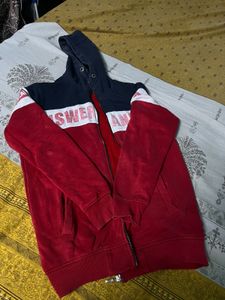 Red & Navy Zip-Up Hoodie