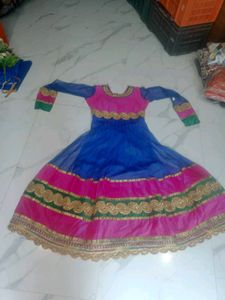 Vibrant Blue and Pink Anarkali 3pc set