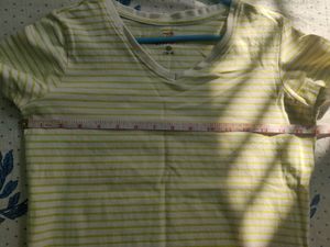White And Lime Colour Striped Tshirt